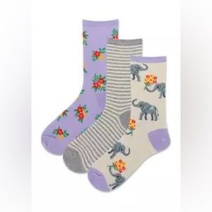 Women's Elephant Bouquet Crew Sock - 3 Pack